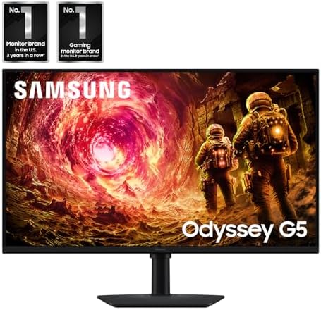 Samsung 32  Odyssey G5 G50F QHD Resolution Gaming Monitor  180Hz Refresh Rate  Fast IPS Panel  HDR10  NVIDIA G Sync Compatible  1ms Response Time  GtG   AMD FreeSync   Adjustable Stand  LS32FG502ENXZA