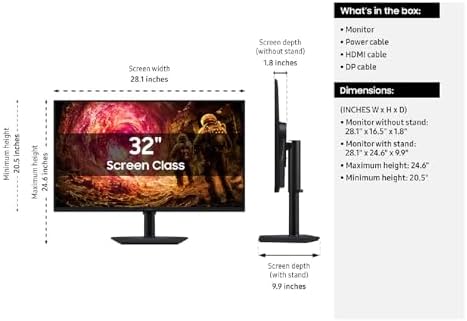 Samsung 32  Odyssey G5 G50F QHD Resolution Gaming Monitor  180Hz Refresh Rate  Fast IPS Panel  HDR10  NVIDIA G Sync Compatible  1ms Response Time  GtG   AMD FreeSync   Adjustable Stand  LS32FG502ENXZA