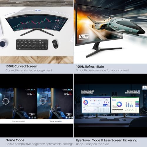 Samsung 32 inch S3  S39GD  FHD 100Hz Curved Monitor  Game Mode  Eye Saver Mode  Multiple Connectivity with HDMI Port  Built in Speakers  LS32D39DGANXZA  2025