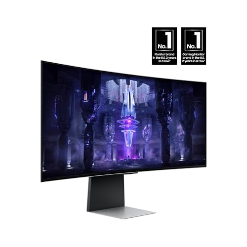Samsung 34 Odyssey G85SB Series QD OLED Ultra WQHD Curved Gaming Monitor  175Hz  0 03ms  DisplayHDR True Black 400  AMD FreeSync Premium Pro  Advanced Game Streaming  LS34BG850SNXZA