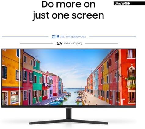 Samsung 34 ViewFinity S50GC Series Ultrawide QHD Monitor  100Hz  5ms  HDR10  AMD FreeSync  Ultrawide Screen  Eye Care  Thin Bezels  PIP  PBP  LS34C50DGANXZA  2023  Black