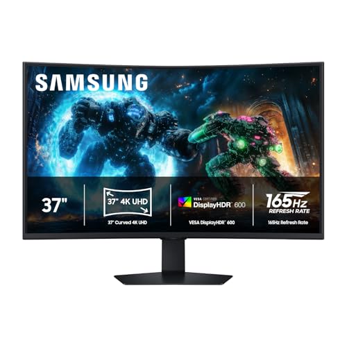 Samsung 37  Odyssey G7  G75F  4K UHD Resolution  165Hz  Curved Gaming Monitor  1ms Response Time  GtG   VESA DisplayHDR  600  AMD FreeSync  Premium Pro  LS37FG75DENXZA  2025