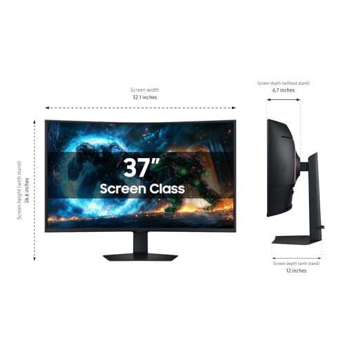 Samsung 37  Odyssey G7  G75F  4K UHD Resolution  165Hz  Curved Gaming Monitor  1ms Response Time  GtG   VESA DisplayHDR  600  AMD FreeSync  Premium Pro  LS37FG75DENXZA  2025