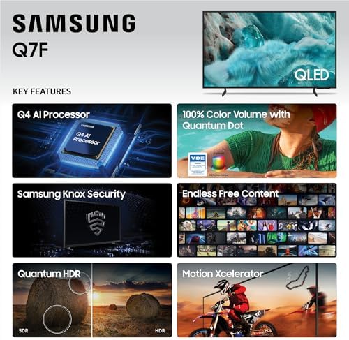 Samsung 43 Inch Class QLED Q7F Series Samsung Vision AI Smart TV  2025 Model  43Q7F  Quantum HDR  Object Tracking Sound Lite  Q4 AI Gen1 Processor  4K upscaling  Gaming Hub  Alexa Built in