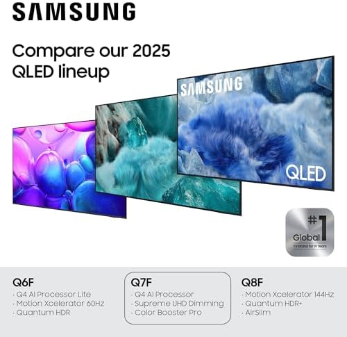 Samsung 43 Inch Class QLED Q7F Series Samsung Vision AI Smart TV  2025 Model  43Q7F  Quantum HDR  Object Tracking Sound Lite  Q4 AI Gen1 Processor  4K upscaling  Gaming Hub  Alexa Built in