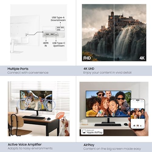 Samsung 43  Smart Monitor M7  M70F  4K UHD Display  Samsung Vision AI  Smart TV Apps  Gaming Hub  USB C  HDMI and USB A  Black  LS43FM702UNXZA  2025
