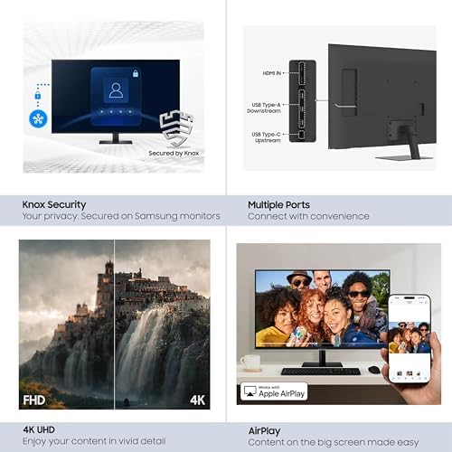 Samsung 43  Smart Monitor M7  M70F  4K UHD Display  Samsung Vision AI  Smart TV Apps  Gaming Hub  USB C  HDMI and USB A  Black  LS43FM702UNXZA  2025