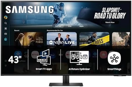 Samsung 43  Smart Monitor M7  M70F  4K UHD Display  Samsung Vision AI  Smart TV Apps  Gaming Hub  USB C  HDMI and USB A  Black  LS43FM702UNXZA  2025
