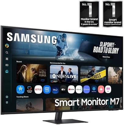 Samsung 43  Smart Monitor M7  M70F  4K UHD Display  Samsung Vision AI  Smart TV Apps  Gaming Hub  USB C  HDMI and USB A  Black  LS43FM702UNXZA  2025