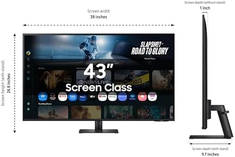 Samsung 43  Smart Monitor M7  M70F  4K UHD Display  Samsung Vision AI  Smart TV Apps  Gaming Hub  USB C  HDMI and USB A  Black  LS43FM702UNXZA  2025