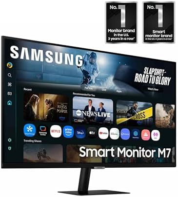 Samsung 43  Smart Monitor M7  M70F  4K UHD Display  Samsung Vision AI  Smart TV Apps  Gaming Hub  USB C  HDMI and USB A  Black  LS43FM702UNXZA  2025
