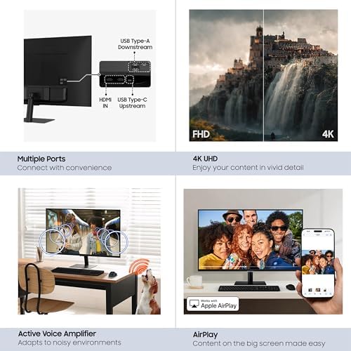 Samsung 43  Smart Monitor M7  M70F  4K UHD Display  Samsung Vision AI  Smart TV Apps  Gaming Hub  USB C  HDMI and USB A  Black  LS43FM702UNXZA  2025