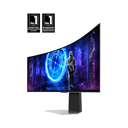 Samsung 49 Inch Odyssey G9  G95SD  Series QD OLED G Sync Compatible Curved Gaming Monitor  240Hz  0 03ms  Dual QHD  Glare Free  FreeSync Premium Pro  Ergonomic Stand LS49DG956SNXGO 2024  3 Yr Warranty