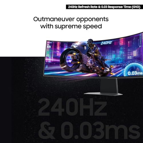 Samsung 49 Inch Odyssey G9  G95SD  Series QD OLED G Sync Compatible Curved Gaming Monitor  240Hz  0 03ms  Dual QHD  Glare Free  FreeSync Premium Pro  Ergonomic Stand LS49DG956SNXGO 2024  3 Yr Warranty
