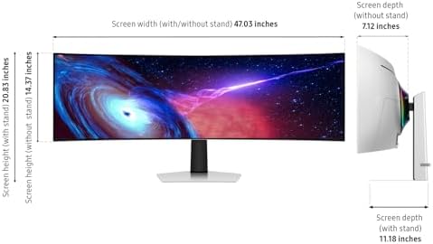 Samsung 49 Odyssey G93SC Series Curved Gaming Monitor  QD OLED  240Hz  0 03ms  DQHD  G Sync Compatible  FreeSync Premium Pro  Adjustable Stand
