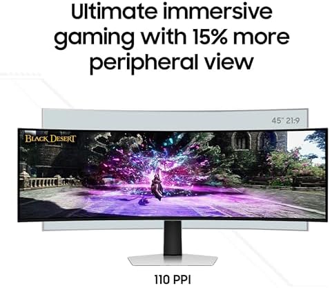 Samsung 49 Odyssey G93SC Series Curved Gaming Monitor  QD OLED  240Hz  0 03ms  DQHD  G Sync Compatible  FreeSync Premium Pro  Adjustable Stand