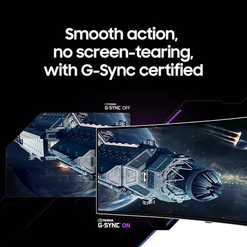 Samsung 49 Odyssey G93SC Series Curved Gaming Monitor  QD OLED  240Hz  0 03ms  DQHD  G Sync Compatible  FreeSync Premium Pro  Adjustable Stand