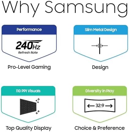 Samsung 49 Odyssey G93SC Series Curved Gaming Monitor  QD OLED  240Hz  0 03ms  DQHD  G Sync Compatible  FreeSync Premium Pro  Adjustable Stand