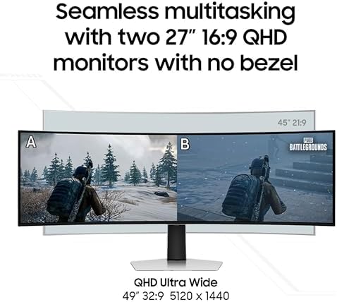 Samsung 49 Odyssey G93SC Series Curved Gaming Monitor  QD OLED  240Hz  0 03ms  DQHD  G Sync Compatible  FreeSync Premium Pro  Adjustable Stand