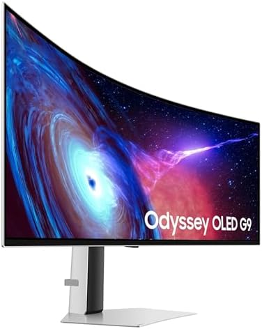 Samsung 49 Odyssey G93SC Series Curved Gaming Monitor  QD OLED  240Hz  0 03ms  DQHD  G Sync Compatible  FreeSync Premium Pro  Adjustable Stand