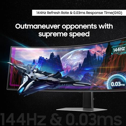 Samsung 49 Odyssey OLED G9  G91SD  Dual QHD QD OLED G Sync Compatible Curved Gaming Monitor  144Hz  0 03ms  AMD FreeSync Premium Pro  Ergonomic Stand  3 Year Warranty  LS49DG910SNXZA