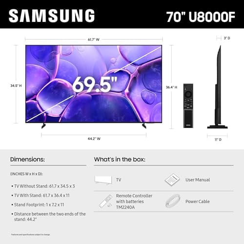 Samsung 50 Inch Class Crystal UHD U8000F 4K Smart TV  2025 Model  Endless Free Content  Crystal Processor 4K  MetalStream Design  Knox Security  Alexa Built in