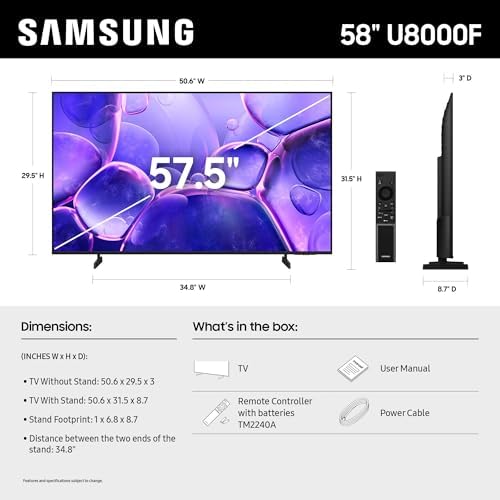 Samsung 50 Inch Class Crystal UHD U8000F 4K Smart TV  2025 Model  Endless Free Content  Crystal Processor 4K  MetalStream Design  Knox Security  Alexa Built in