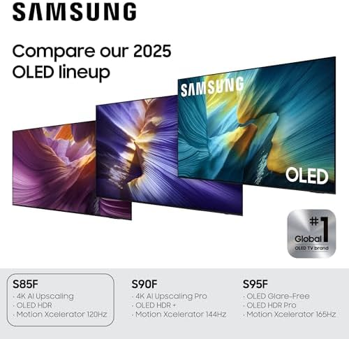 Samsung 83 Inch Class OLED S85F 4K Smart TV  2025 Model  NQ4 AI Gen2 Processor  4K AI Upscaling  OLED HDR  Pantone Validated  Samsung Vision AI  Alexa Built in