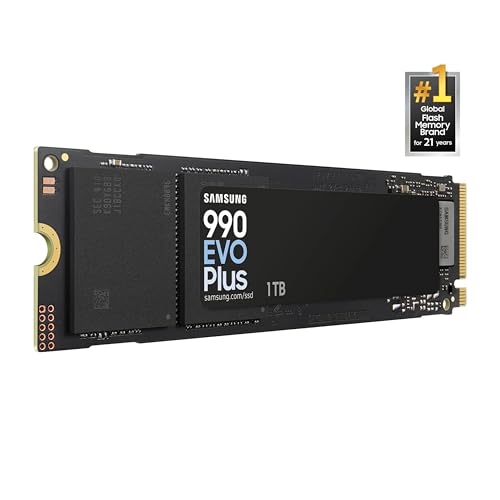 Samsung 990 EVO Plus SSD 1TB  PCIe Gen 4x4  Gen 5x2 M 2 2280  Speeds Up to 7 250 MB/s  Upgrade Storage for PC/Laptops  HMB Technology and Intelligent Turbowrite 2 0   MZ V9S1T0B/AM