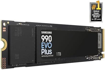 Samsung 990 EVO Plus SSD 1TB  PCIe Gen 4x4  Gen 5x2 M 2 2280  Speeds Up to 7 150 MB/s  Upgrade Storage for PC/Laptops  HMB Technology and Intelligent Turbowrite 2 0   MZ V9S1T0B/AM 