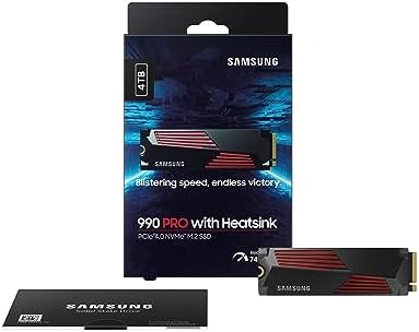 Samsung 990 PRO Heatsink SSD 4TB  NVMe M 2 2280  Read Speeds Up to 7 450MB/s Best for PlayStation 5  PS5 SSD  Console Expansion MZ V9P4T0CW