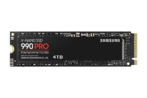 Samsung 990 PRO SSD 4TB PCIe 4.0 M.2 2280 Disco duro interno de estado sólido, velocidades de lectura secuenciales de hasta 7,450 MB/s para estaciones de trabajo de alta gama, computación y juegos