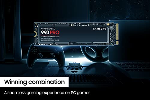 Samsung 990 PRO SSD 4TB PCIe 4.0 M.2 2280 Disco duro interno de estado sólido, velocidades de lectura secuenciales de hasta 7,450 MB/s para estaciones de trabajo de alta gama, computación y juegos