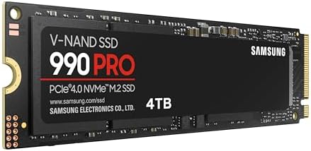 Samsung 990 PRO SSD 4TB PCIe 4.0 M.2 2280 - Unidad de estado sólido interna de alta velocidad, velocidades de lectura secuencial de hasta 7,450 MB/s para computación de alto nivel, juegos y estaciones
