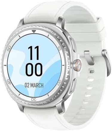 Samsung Galaxy Ai Watch 8 Classic Latin American Version SM L500NZ  46mm  Bluetooth Wellness Tips Heart Rate Sleep to Workout Fitness Tracker  Silver White Band SM L500NZWALTA