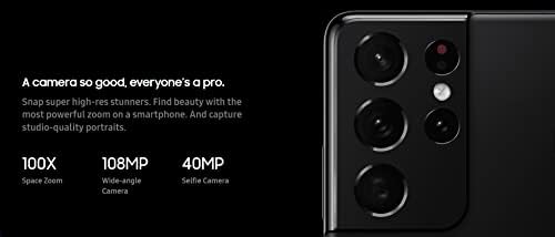 Samsung Galaxy S21 Ultra 5G   Factory Unlocked Android Cell Phone   US Version 5G Smartphone   Pro Grade Camera  8K Video  108MP High Res   512GB  Phantom Black  SM G998UZKFXAA   Renewed 