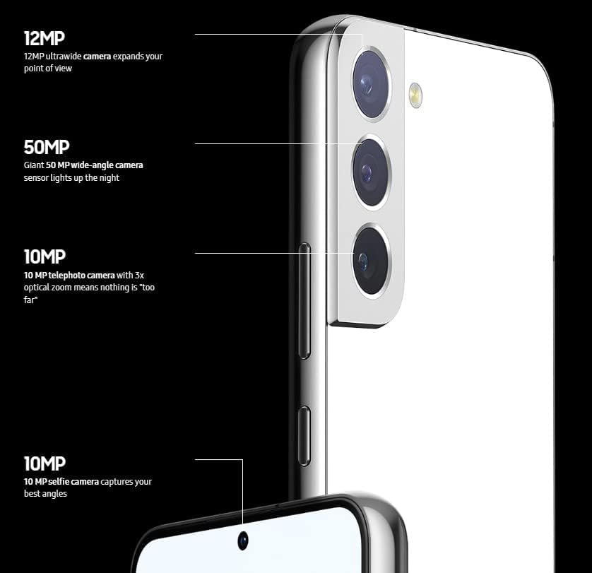 Samsung Galaxy S22 Smartphone  Factory Unlocked Android Cell Phone  128GB  8K Camera & Video  Brightest Display  Long Battery Life  Fast 4nm Processor  US Version  Phantom Black  Renewed 