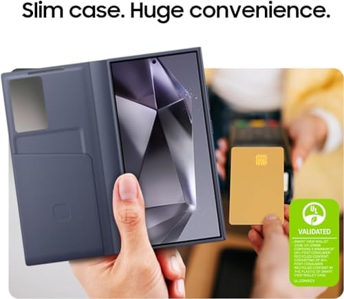 Samsung Galaxy S24 Ultra S View Wallet Phone Case  Protective Cover with Smart Small Screen View  Finger Tap Control  Slim Design  Card Holder Pocket  US Version  EF ZS928CBEGUS  Black