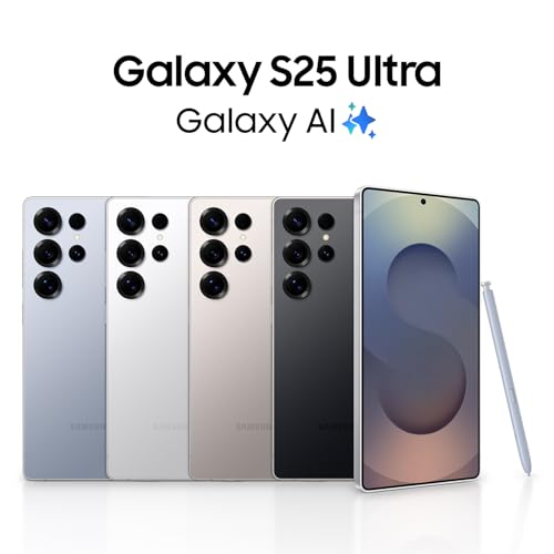 Samsung Galaxy S25 Ultra 512GB Smartphone Unlocked Android AI Night Mode Camera Snapdragon 8 Elite Fast Processor 5000mAh Battery Built in S Pen 2025 US 1 Yr Warranty Titanium Black