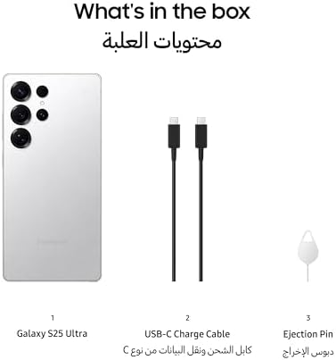 Samsung Galaxy S25 Ultra 5G SM S938B/DS 256GB 12GB Dual SIM Factory Unlocked GSM Smartphone  6 9 120Hz AMOLED Display  200MP Camera   International Version  Titanium White Silver 
