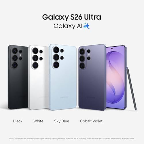 Samsung Galaxy S26 Ultra  Unlocked Android Smartphone    200 Gift Card  512GB  Privacy Display  Galaxy AI  AI Camera  Super Fast Charging 3 0  Durable Battery  2026  Cobalt Violet