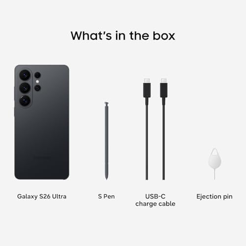 Samsung Galaxy S26 Ultra  Unlocked Android Smartphone  512GB  Privacy Display  Galaxy AI  AI Camera  Super Fast Charging 3 0  Durable Battery  2026  US 1 Year Warranty  Black