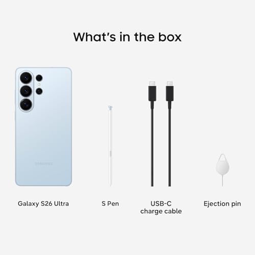 Samsung Galaxy S26 Ultra  Unlocked Android Smartphone  512GB  Privacy Display  Galaxy AI  AI Camera  Super Fast Charging 3 0  Durable Battery  2026  US 1 Year Warranty  Sky Blue