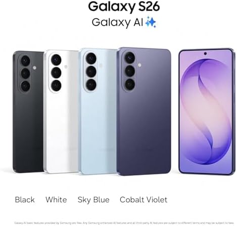 Samsung Galaxy S26  Unlocked Android Smartphone    100 Gift Card   Buds4 Pro  256GB  Powerful Processor  Galaxy AI  Immersive Viewing  Durable Battery  2026  Black