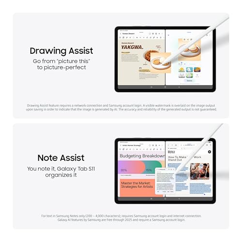 Samsung Galaxy Tab S11 256 GB WiFi Android Tablet  Large Display  Durable  Slim  Light  High Performance  Long Battery Life  S Pen for Note Taking  AI Assist  US Version  Gray