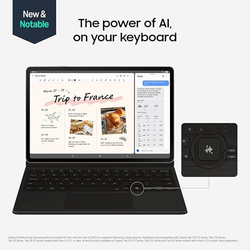 Samsung Galaxy Tab S10 FE 256GB WiFi Android Tablet   Book Cover Keyboard Slim  Large Display  Long Battery Life  Powerful Processor  S Pen  US Version  2025  2 Yr Manufacturer Warranty  Gray