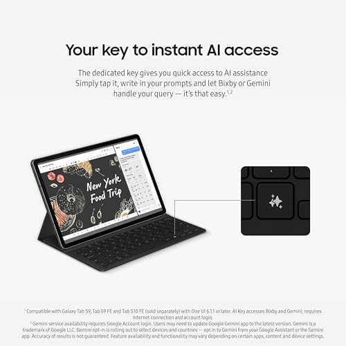 Samsung Galaxy Tab S10 FE 256GB WiFi Android Tablet   Book Cover Keyboard Slim  Large Display  Long Battery Life  Powerful Processor  S Pen  US Version  2025  2 Yr Manufacturer Warranty  Gray