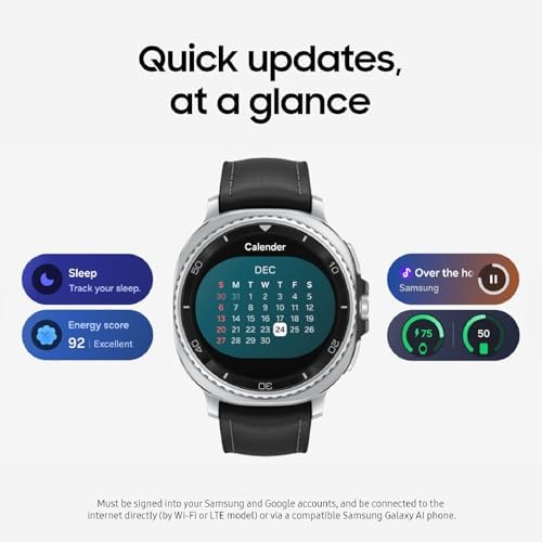 Samsung Galaxy Watch 8 Classic (2025) 46mm LTE Smartwatch, diseño de cojín, bisel giratorio, botón rápido, entrenamiento de sueño, entrenador de carrera, puntuación de energía, negro [versión EE. UU