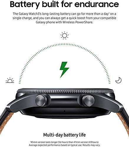 Samsung Galaxy Watch 3  45mm  GPS  Bluetooth  Smart Watch with Advanced Health Monitoring  Fitness Tracking  and Long Lasting Battery   Mystic Black  Renewed 