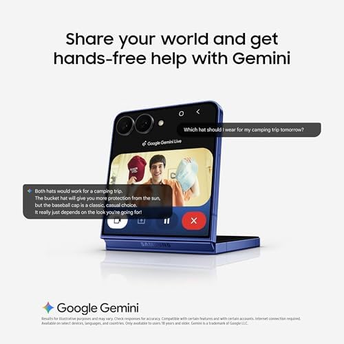 Samsung Galaxy Z Flip7 Cell Phone  256GB AI Smartphone  Unlocked Android  Long Battery Life  2025  US 1 Yr Manufacturer Warranty  Blue Shadow  Renewed 